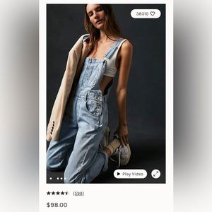 We the Free (Free People) Ziggy Overall in Powder Blue, size S